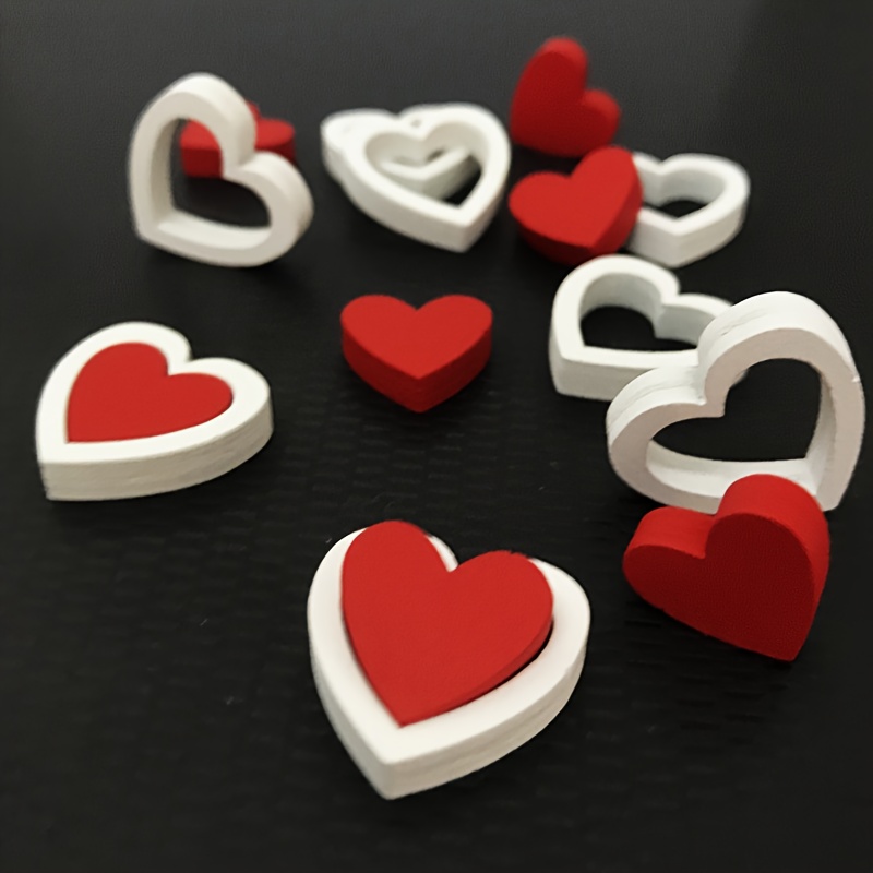 

36pcs Wooden Heart Decorations - Hollow And Solid Hearts, Ideal For Valentine's Day, Weddings, Anniversaries - Crafting And Party Supplies