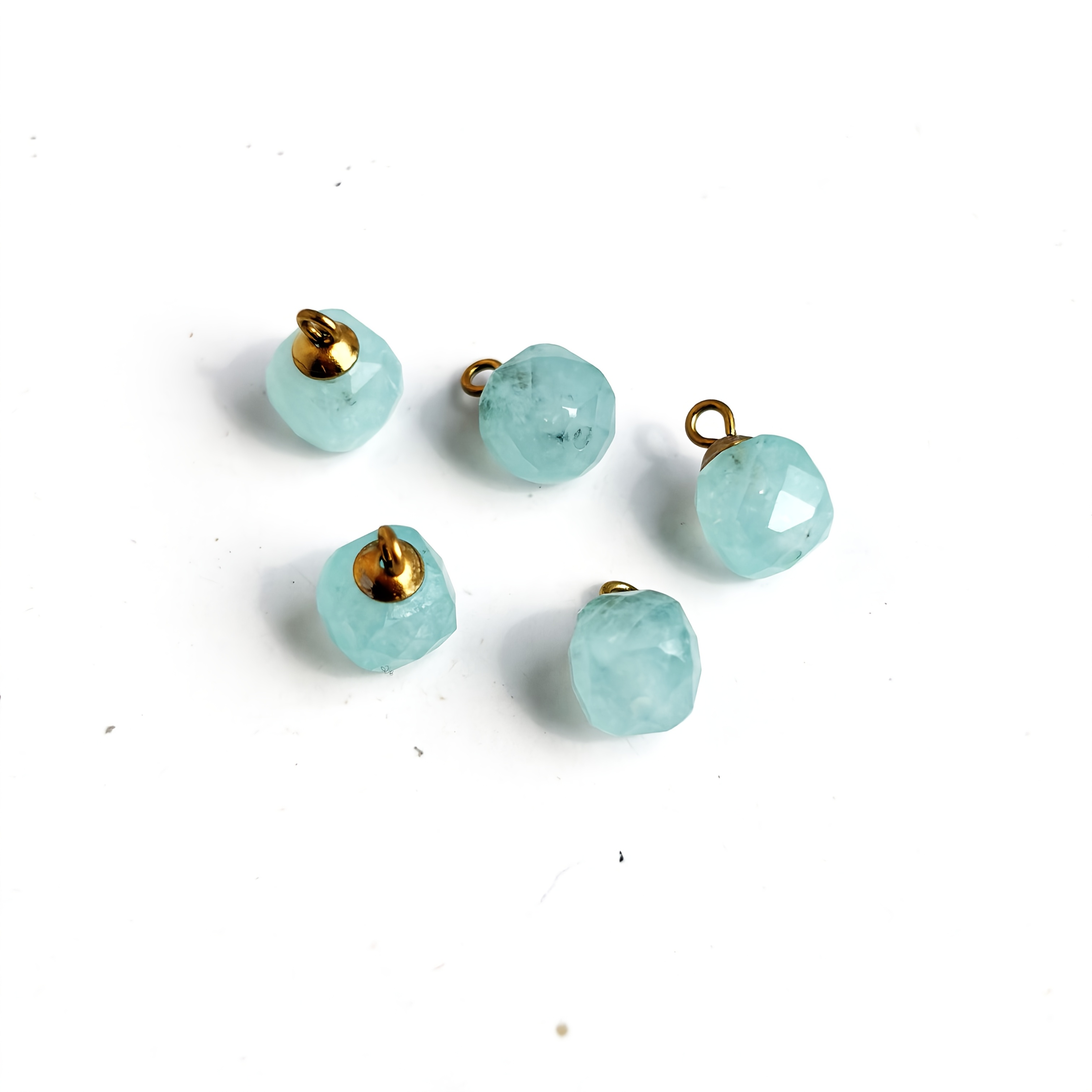 5pcs Natural Stone Square Faceted Pendant Set for DIY Jewellery