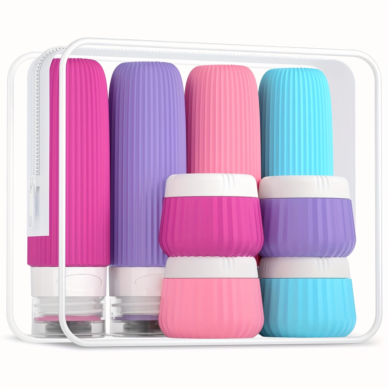 TEMU Toiletries Travel Bottle 8pcs, Ttsa Approved Travel Toiletries 3-ounce (about 85 Grams), Toiletries Travel Container With Clear Bag, Leak-proof