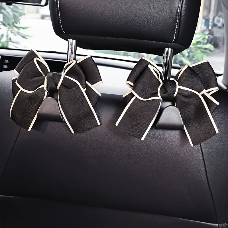 TEMU 1pc, 2pcs, Car Seat Backrest Hook Cute Bow Rear Seat Hook Car Interior