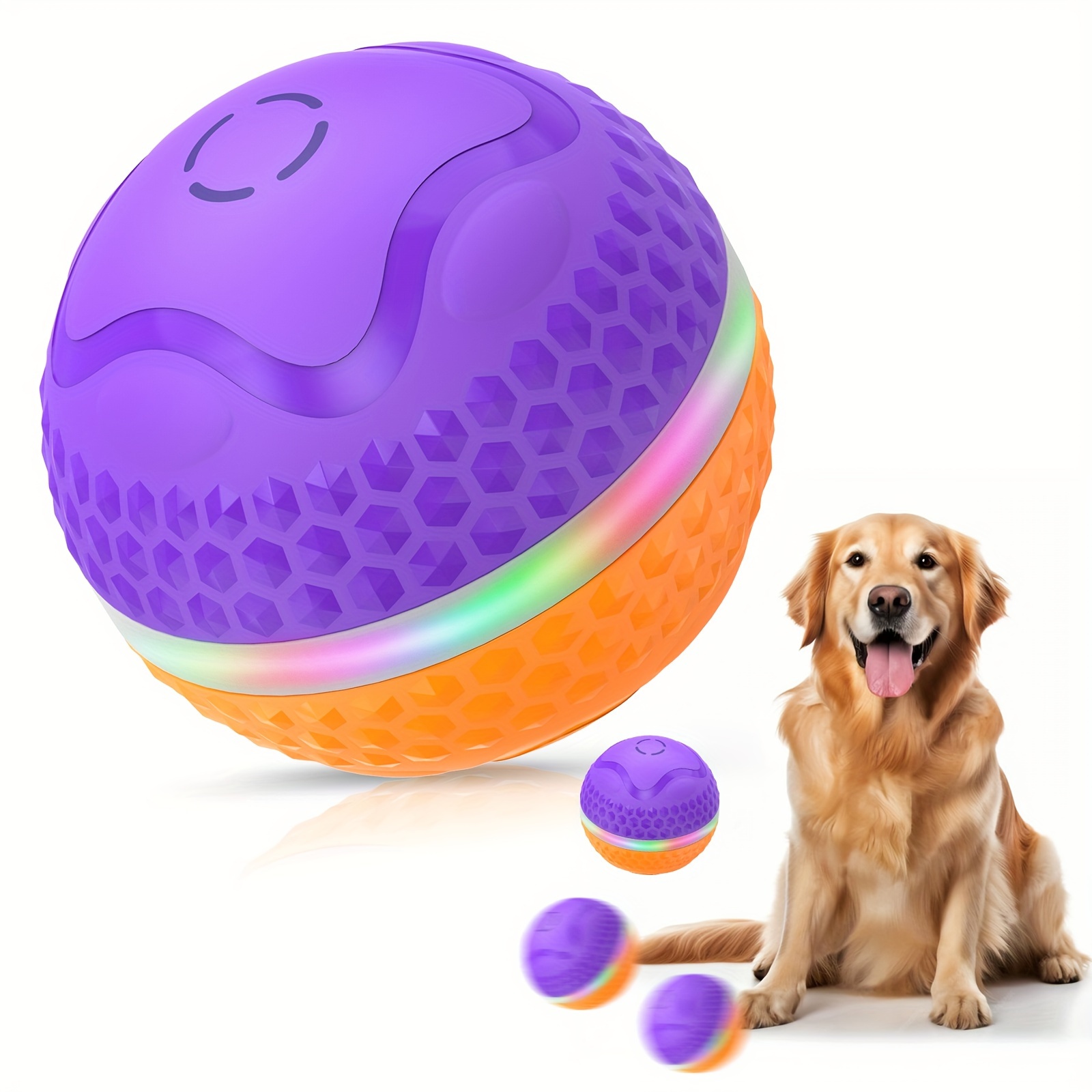 automatic rolling ball toy   pet ball for medium large dogs to relieve boredom activated automatic motion dog ball toy with led flash usb rechargeable dog toys interactive dog toys for large dogs