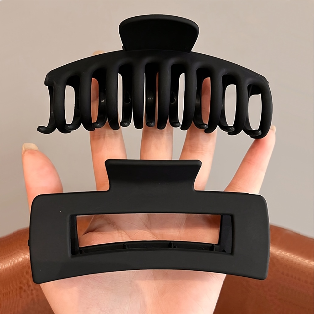 TEMU 2pcs Set, Black Large Vintage Claw Clips For Women With Thick Hair, New 2022 Style, Shark Clip Hair Claw For The Back Of