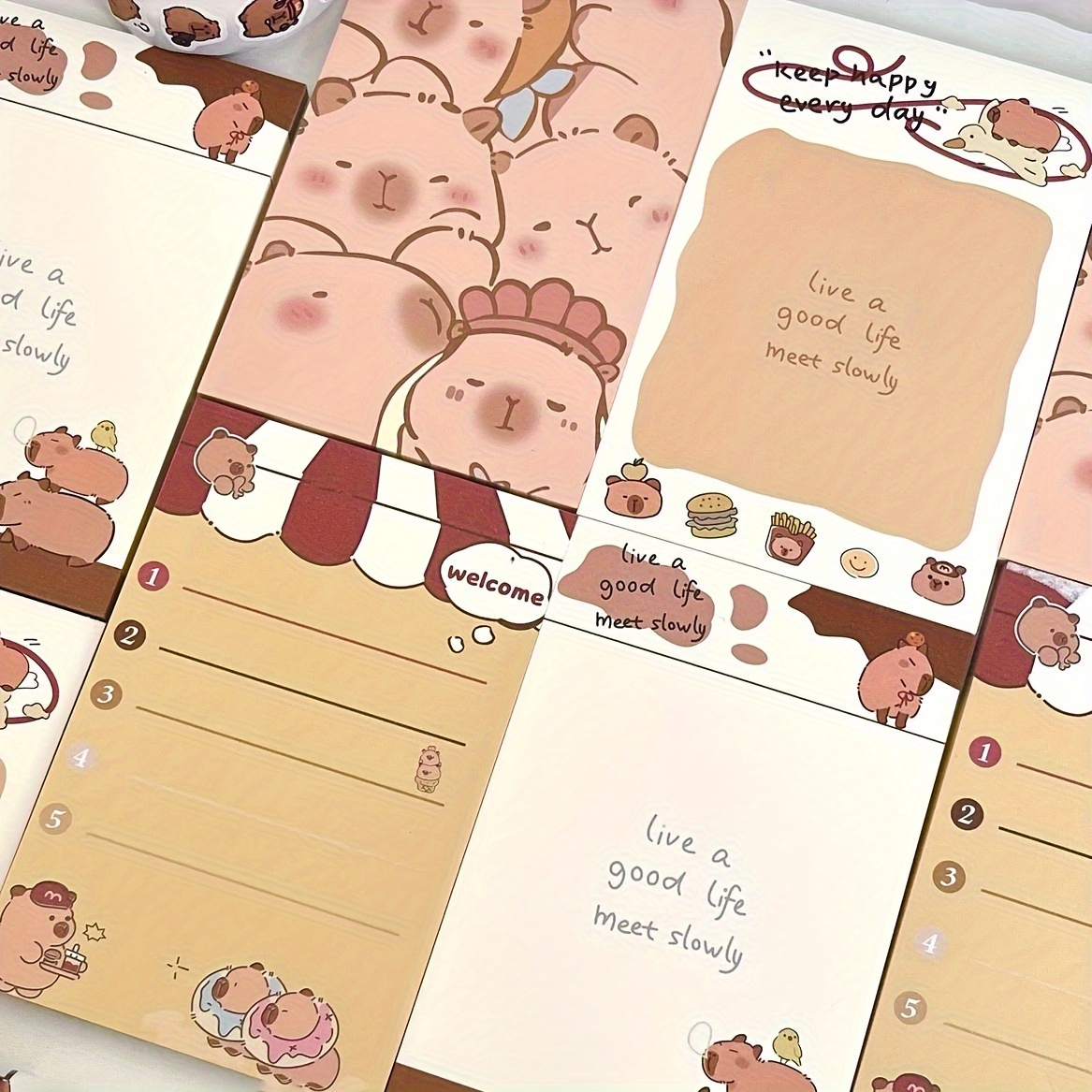 

50-pack Cute Capybara Non-adhesive Notes, Creative Cartoon Office Supplies, Stationery, Gift, Prize