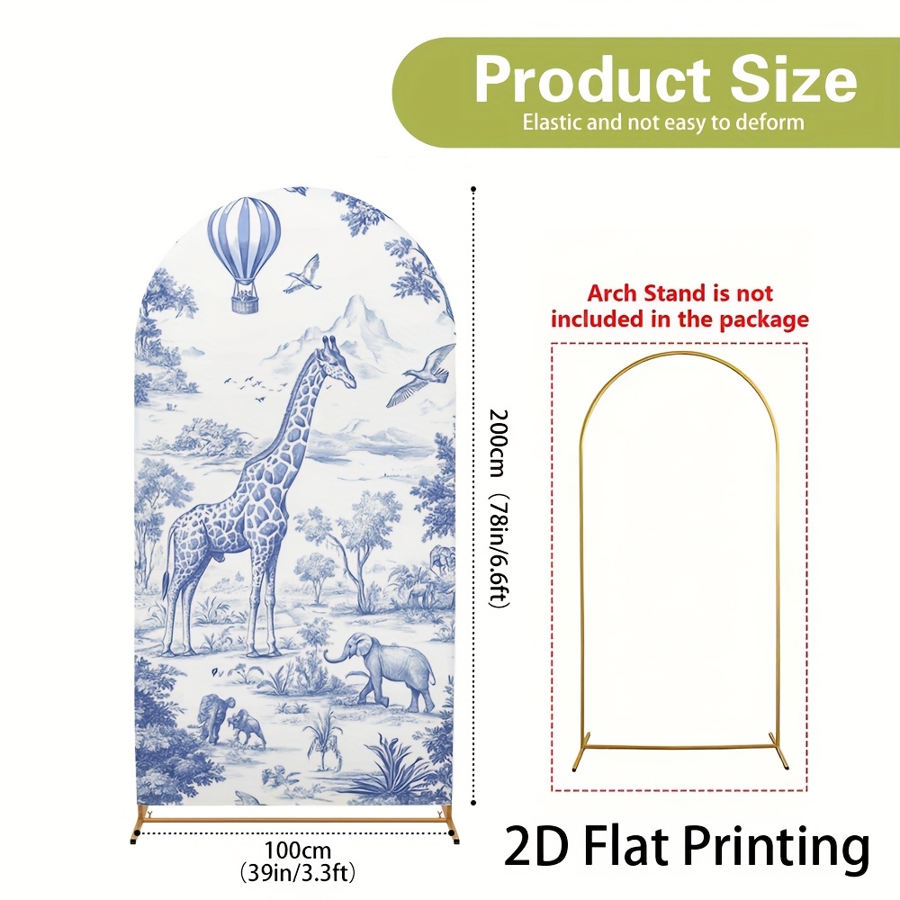 TEMU 2d Flat, 1pc 2d Flat Banner Elegant Giraffe Elephant Hot Arch Backdrop - Beautifully Designed For Weddings, Birthday Parties, Showers & Gender
