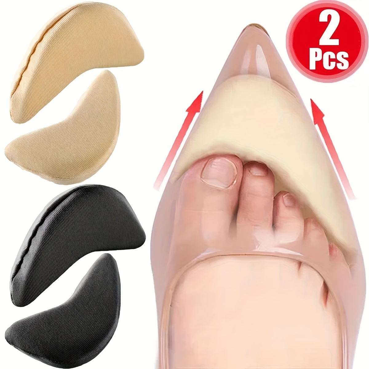 2pcs of Sponge Front Foot Inserts for Women'S High Heels, Designed To, Shoe Size, And Serve As Protective Fillers And Shoe Accessories.