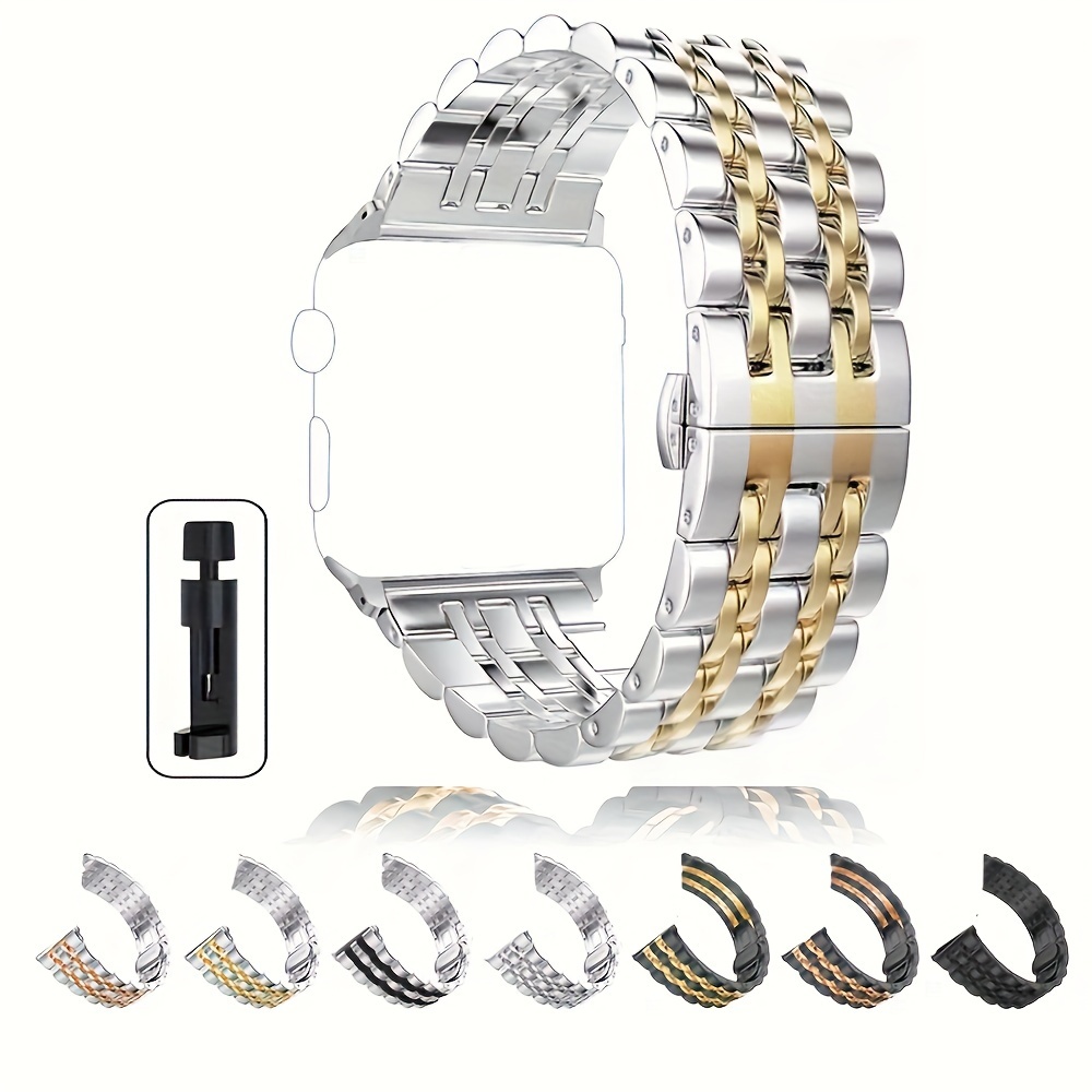 

Compatible With Iwatch Band 49mm 45mm 44mm 42mm 41mm 40mm 38mm, Business Stainless Steel Metal Wristband For Iwatch Se & Series Se 9/8/7/6/5/4/3/2/1 Ultra 2/1 Strap