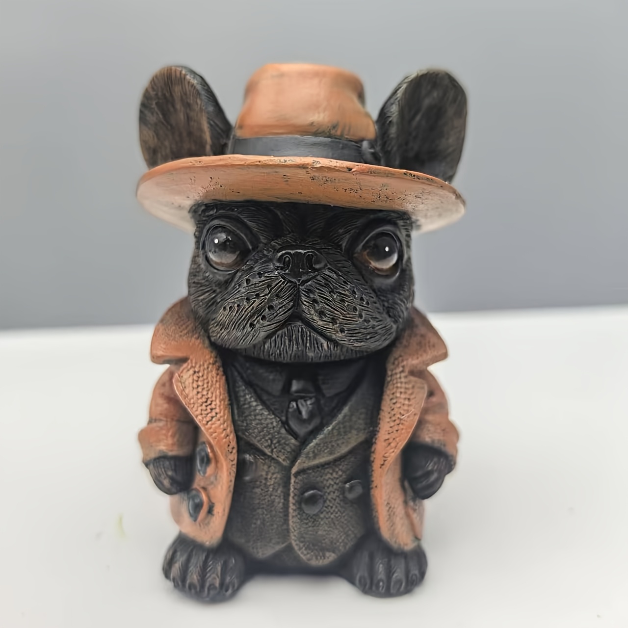 New Retro Anime Bulldog Gentleman Statue - Resin Collectible Figure With Sitting/standing , Miniature Desk Decor For Home Office, Shelf Decoration Gift For Dog Lovers & Anime Fans