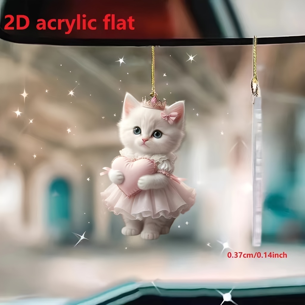 

Cat Keychain - 2d , For Car Rearview Decoration, Accessory, And