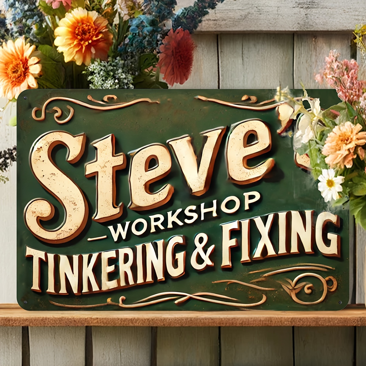 

Workshop Tinkering & Fixing Vintage Aluminum Sign - Foil Engraved Wall Decor For Garage, Man Cave, Home Cafe, Bar, Club, 20x30cm (pack Of 1)