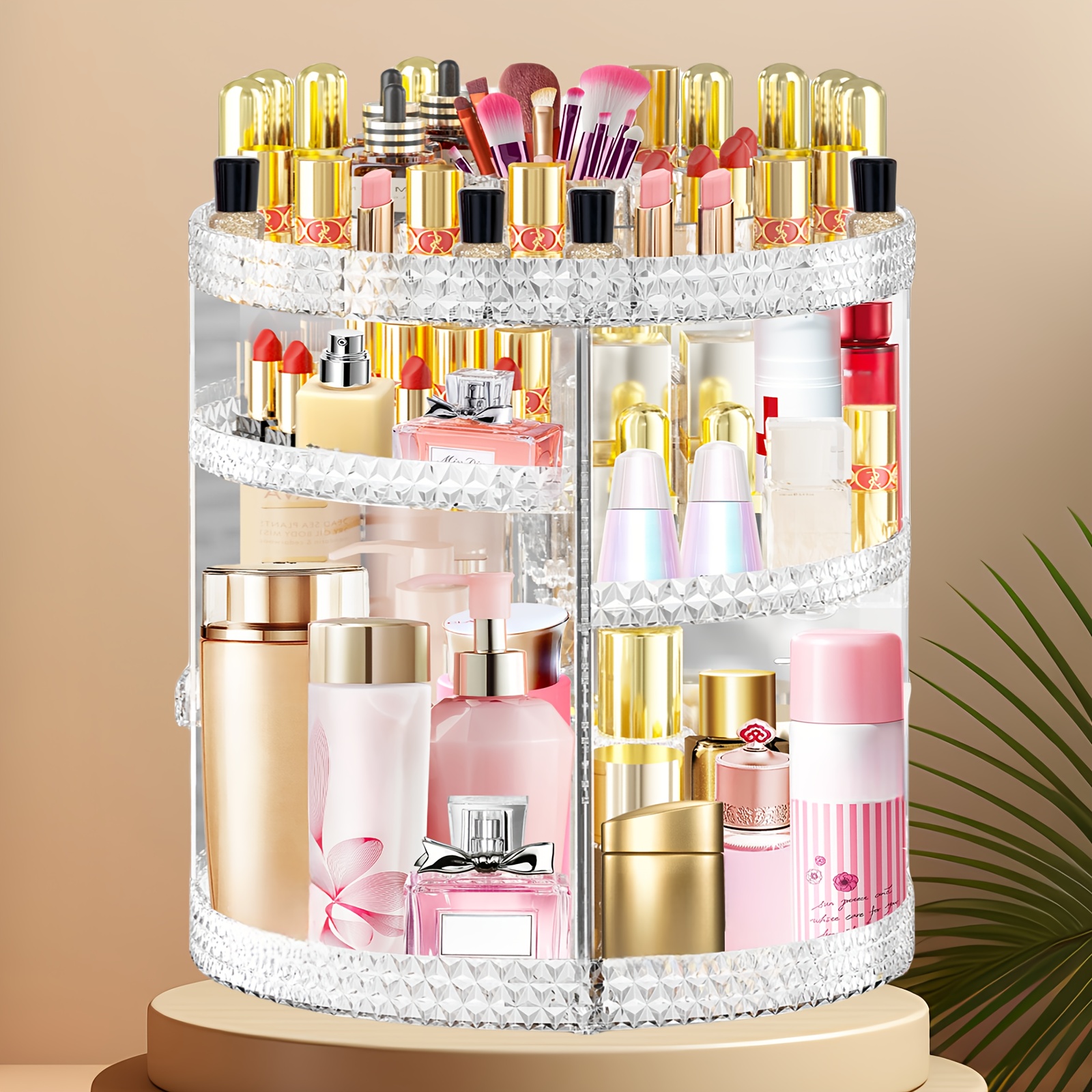 

7 Tier Organiser, 360 Organiser, Countertop 7 Tier Adjustable Cosmetic Organiser, Acrylic Cosmetic Organiser With 3 Tier Pattern Holder For Dresser, Bathroom And Bedroom