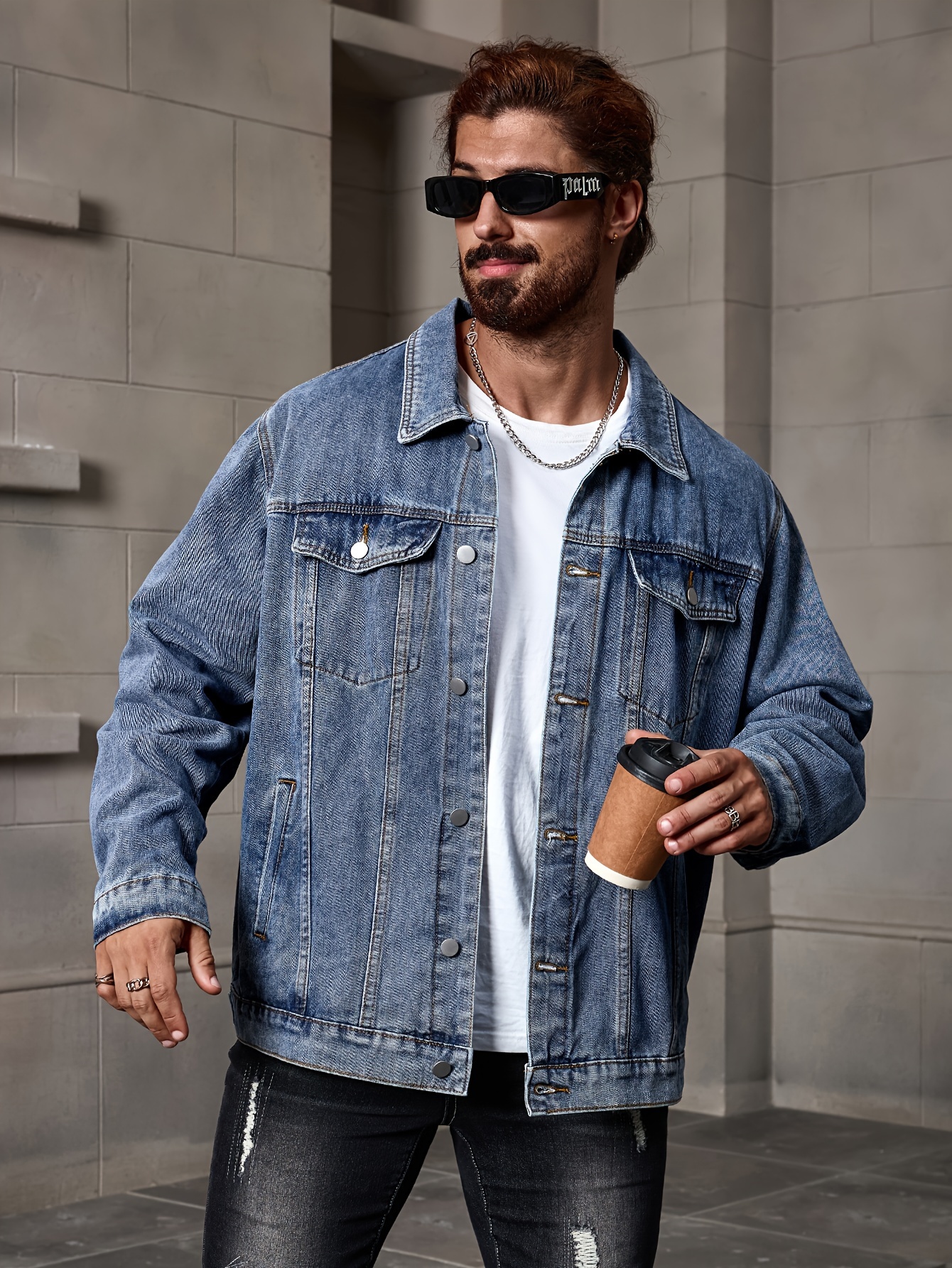 Sunglasses Mens Plus Size Jean Jacket Oversized Denim Jacket For Men: Plus Size Jean Jacket For Spring, Autumn,  And Winter, 150KG Capacity