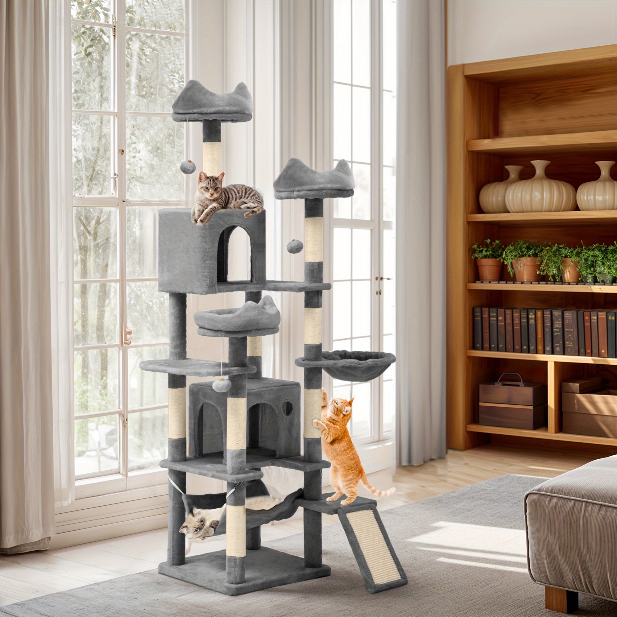 

75" Cat Tree Multi Level Climbing Tower Play Activity Center W/ Scratching Posts