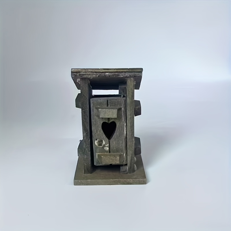 Image of 1pc Dollhouse Miniature Outdoor Toilet Model - Wood Mini Bathroom For Dollhouses, Model Train Sets & - Realistic Miniature For Dolls/prioritizes Over Aesthetics (scenery) - Collectible Mini Building)