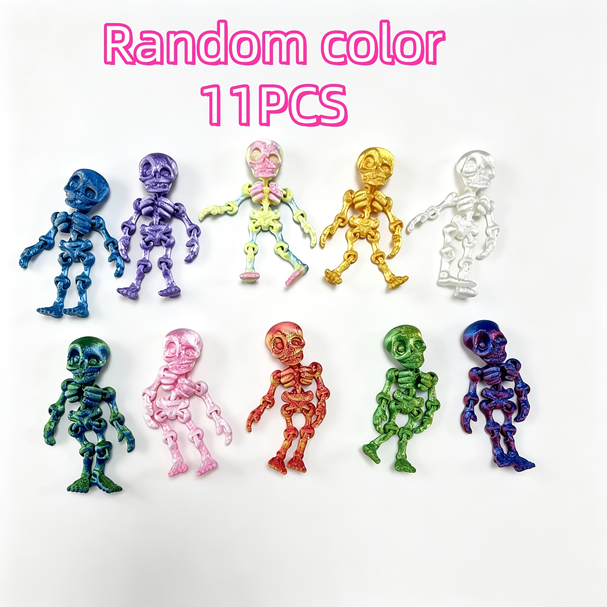 TEMU 11pcs 3d Printed Decorative Ornaments Random Colors - Colorful Models, Halloween Gifts, Home Decor, Car Interior Ornaments, For Halloween