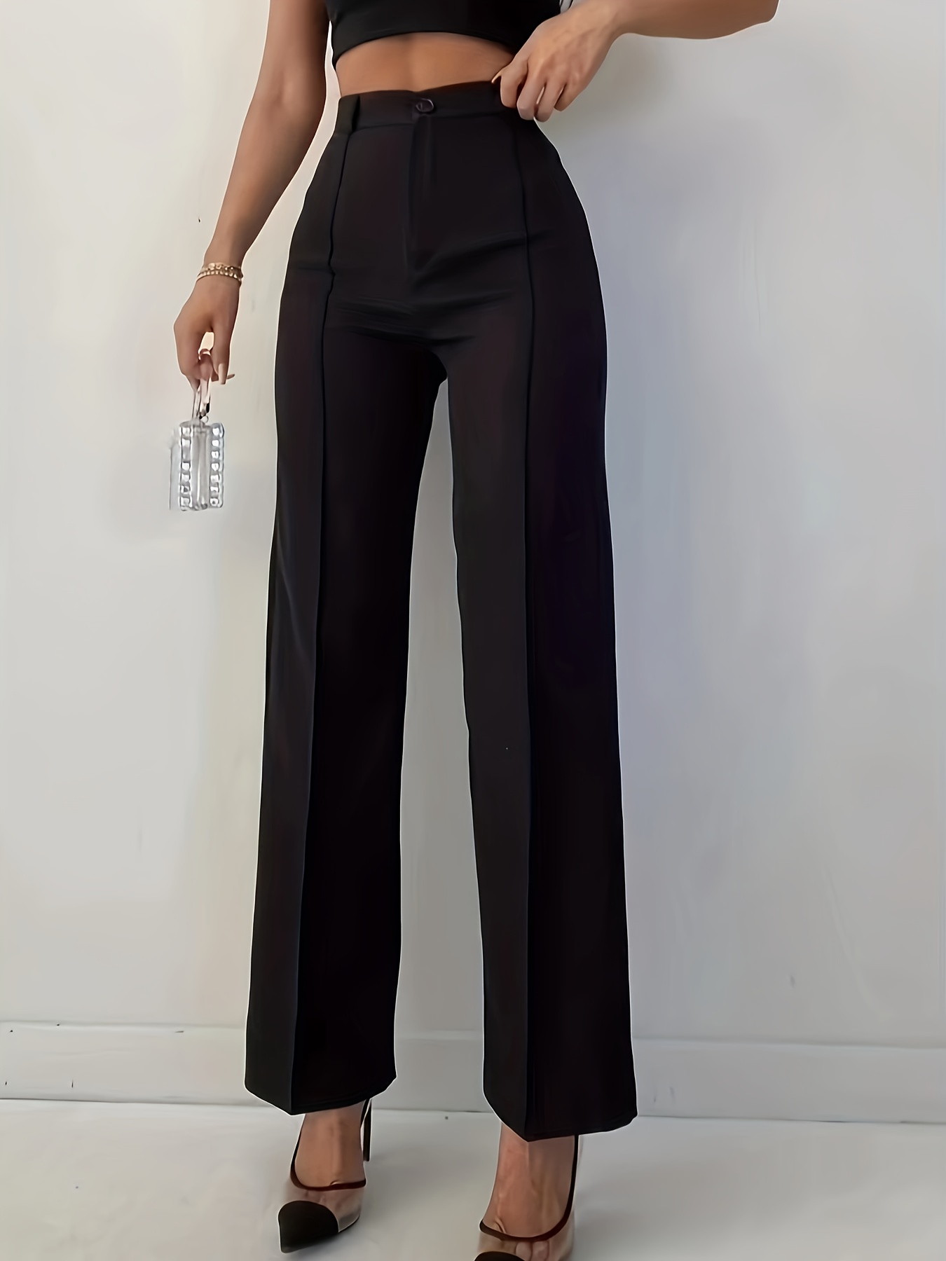 victoria high waisted dress pants - white Victoria Ultra High Rise Cropped Wide