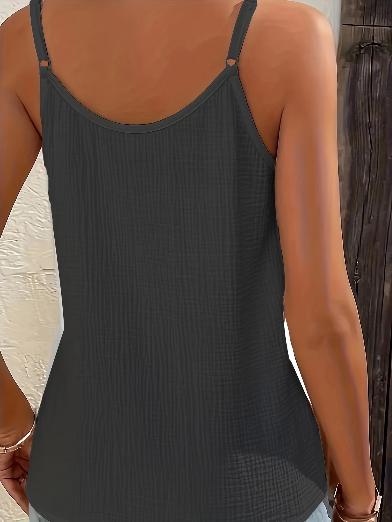 Women'S Sleeveless Button-Up Crop Top - Textured Ribbed Fabric, Beige, Spaghetti Strap Design, Perfect for Spring/Summer/Fall, Casual Wear|Sleek Crop Top|Textured Fabric