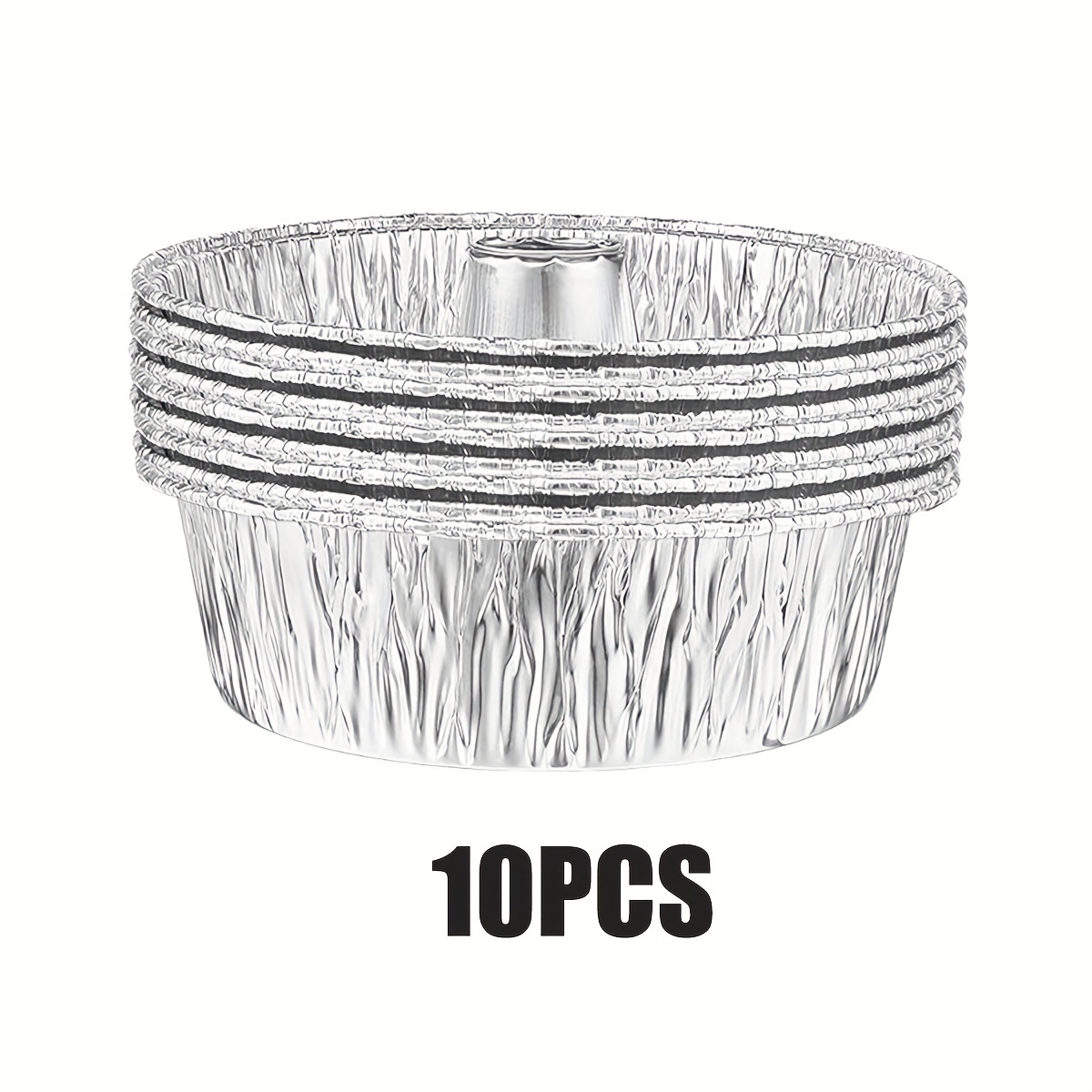 Image of 10pcs Disposable Round Cake Baking Pans - Aluminum Foil Tube Tin Great For Baking Decorative Display - Heavy Duty Aluminum Pan For Fruitcake, Chiffon Cake