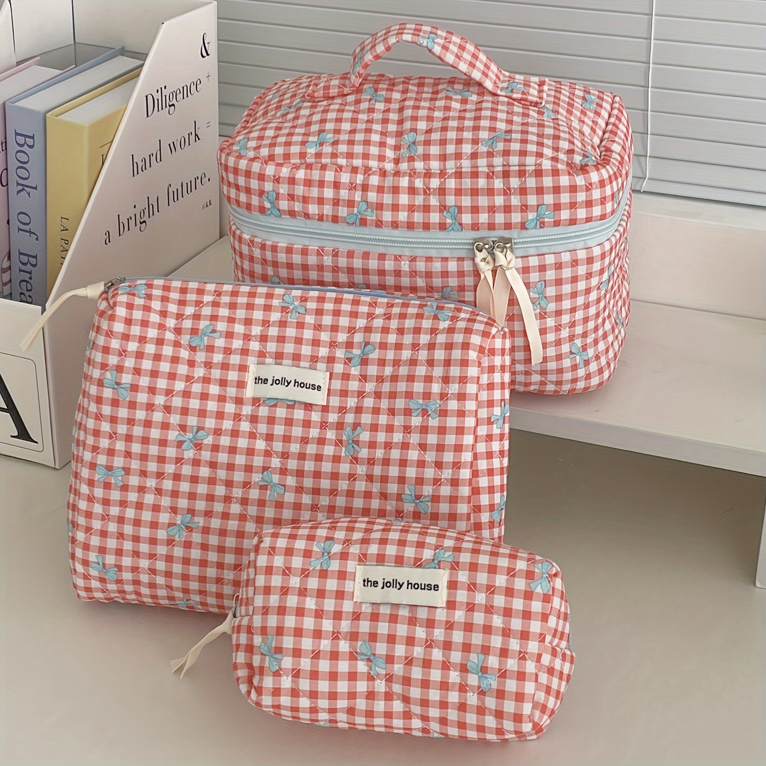 

Pink Bow Cosmetic Bag Korean Style High-value Wash Bag Portable Large-capacity Cosmetic Storage Bag