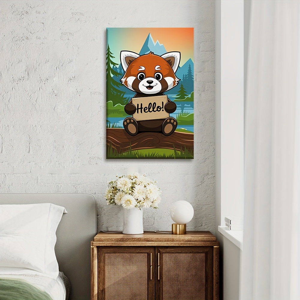 framed canvas wall art cute fashionable animal illustrations maximalist funky pictures ideal dorm decor gift polyester