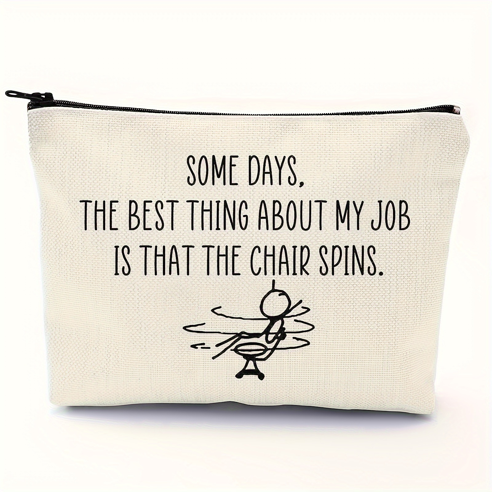 

Funny Office Chair Spin Quote Polyester Toiletry Bag For Women, Hand Washable, Lightweight, Fade Resistant, Foldable, Zipper Closure - Novelty Joke Gift For Coworkers