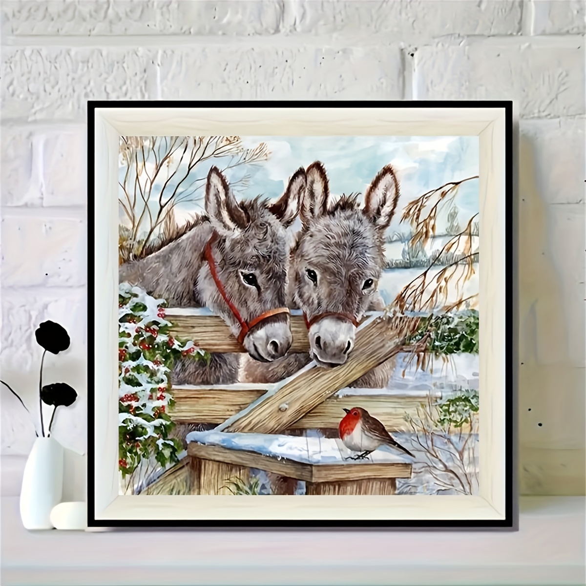 

Donkey Diamond Art Painting, Full Round Diamond Art, Decorative Wall Art Hanging Painting Home Decoration Valentine's Day Gifts, Decorative Craft Wall Art For Home Wall Decor Gifts