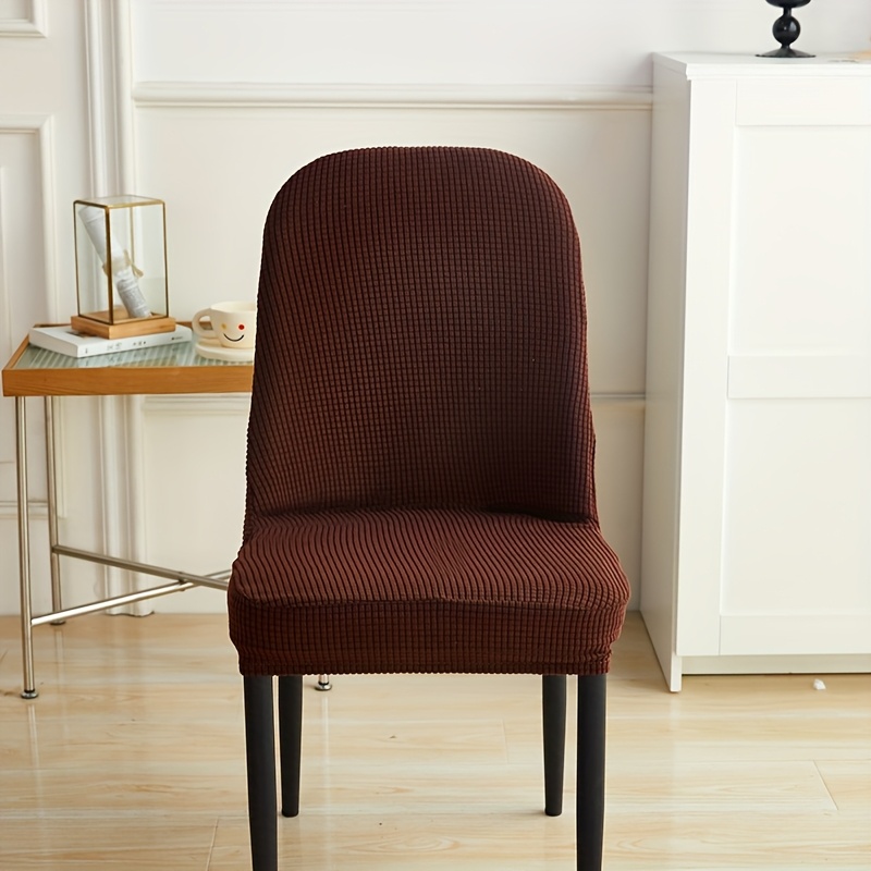 TEMU 1pc Of Thickened Solid Color Large Arc-shaped Dining Chair Cover With Free Adhesive Fasteners