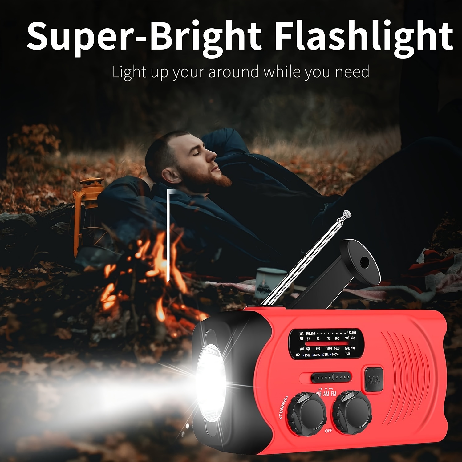 emergency crank radio with 2000mah emergency power bank am fm noaa solar powered crank wind   with sos alarm bright flashlight emergency power bank for cellphone used for outdoor emergency details 2