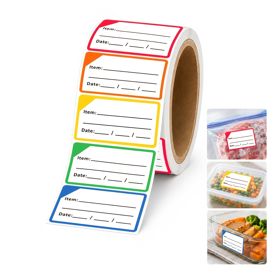 TEMU 100pcs Freezer Labels Roll, Food Storage Stickers, Self Adhesive Kitchen Labels For Freezer Bags, Food Containers, Meal Prep, Refrigerator And