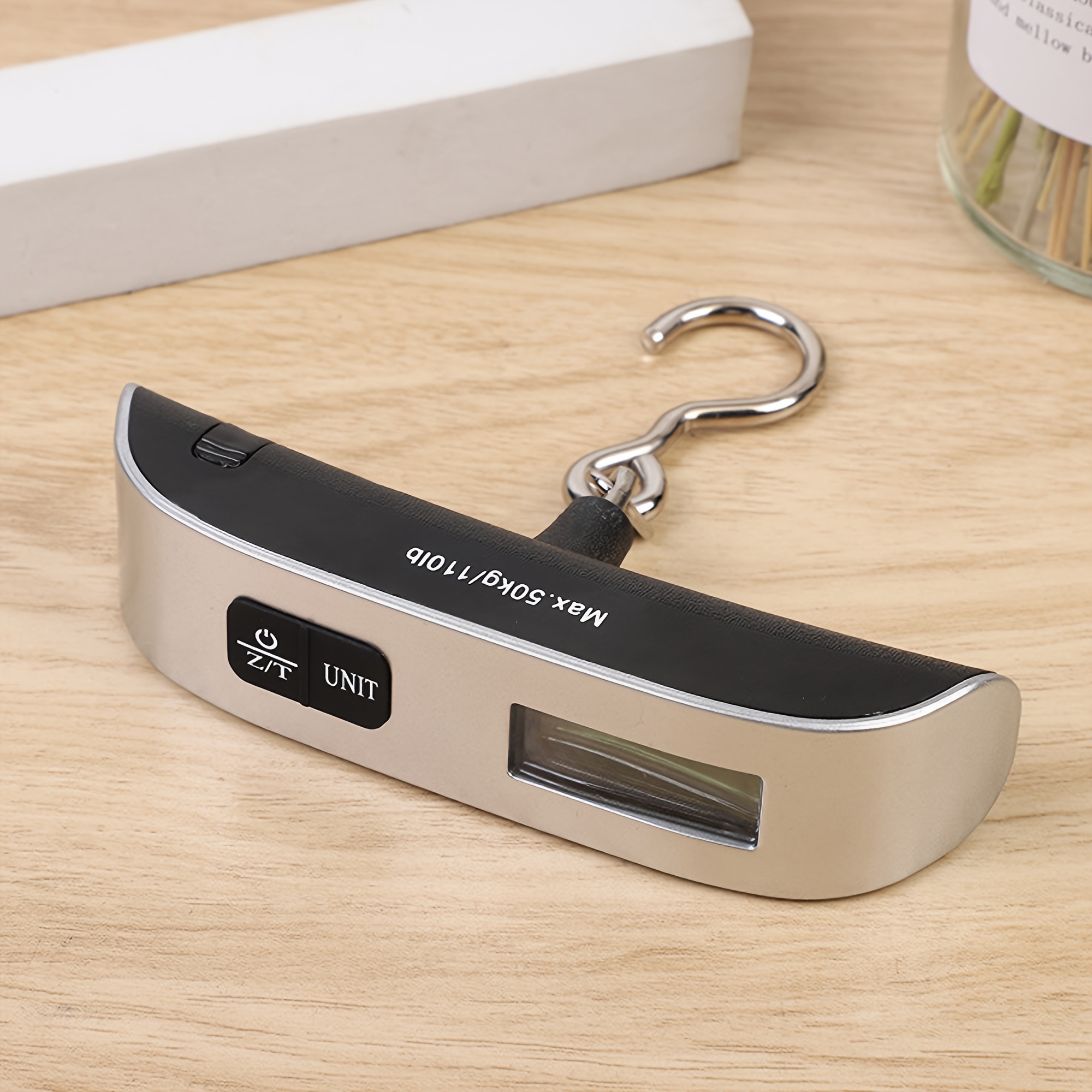TEMU Digital Luggage Scale With Lcd Display - Ergonomic Hanging Suitcase , Portable Travel Weight Checker With Function And Alert