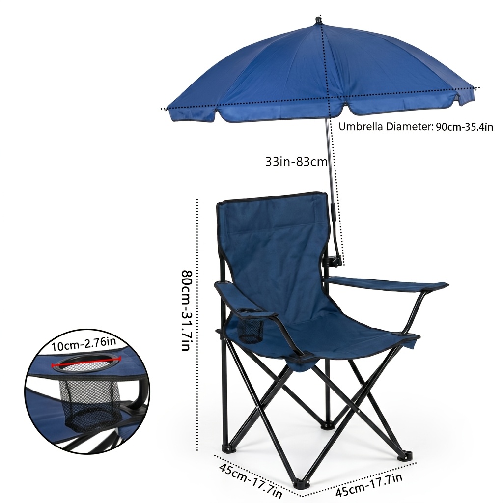 juego de 1 silla de brazo plegable para exterior con parasol; diseño plegable portátil y  ;   un parasol ajustable de 360°;   para usar en  , en  , mientras   y en   deportivos