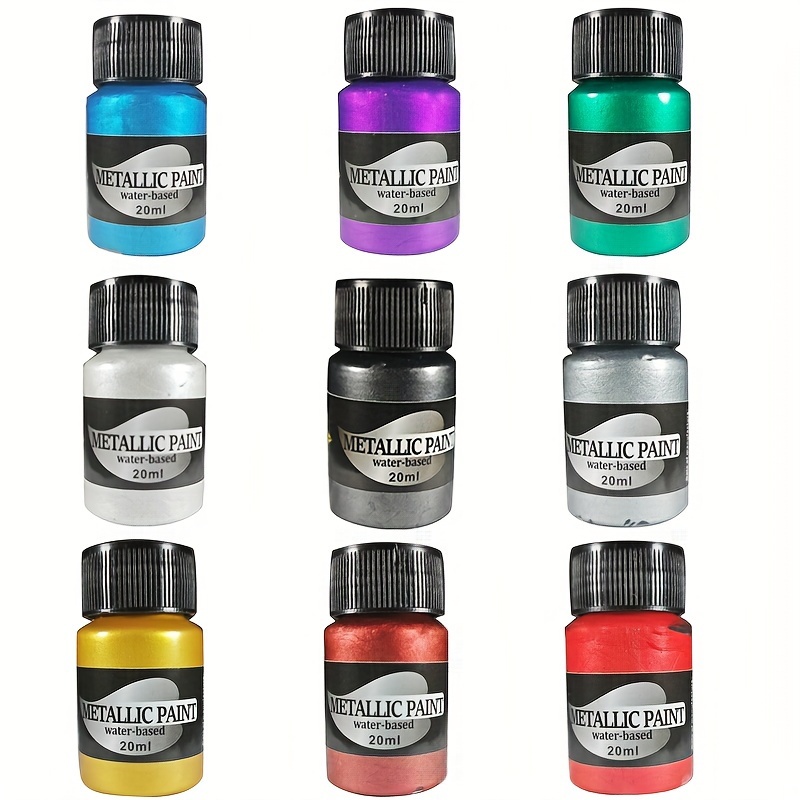 

Professional Metallic Acrylic Paint Set, 9 Colors (20ml) - Non-toxic, Rich Pigment For Artists & Hobbyists