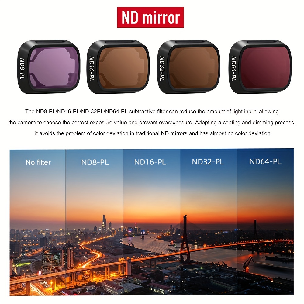 

Drone Uv Filter 4-pack, Suitable For 3/3 Pro, Including Uv, Nd8pl, Nd16pl, Nd32pl, To Your Shooting Needs.