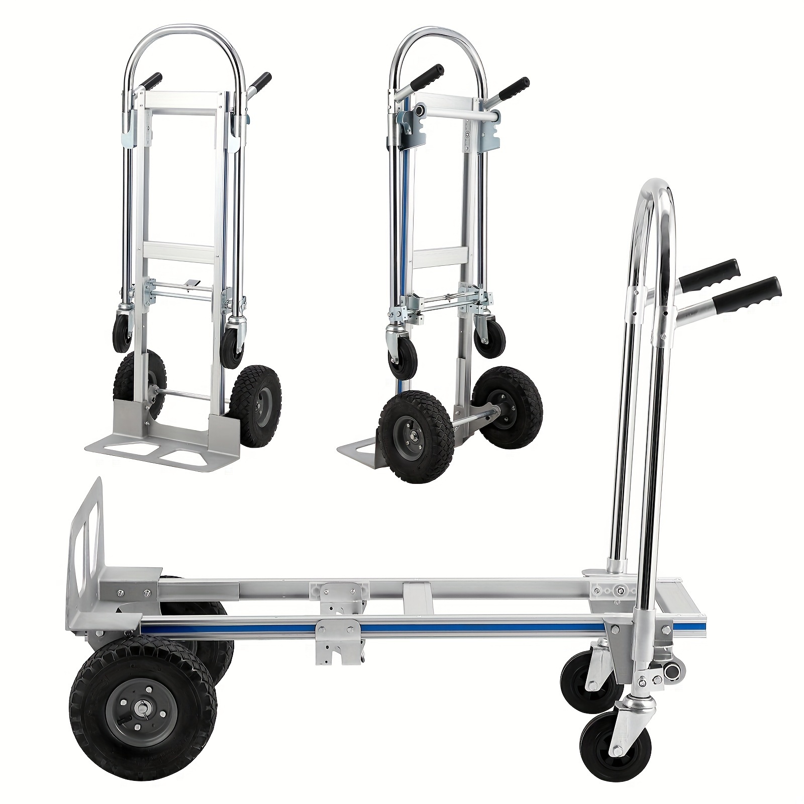 

Aluminum Folding Hand Truck Heavy Duty Carrying, Industrial Collapsible Cart, 4 Wheels And 2 Wheels Convertible For Moving Office Carts