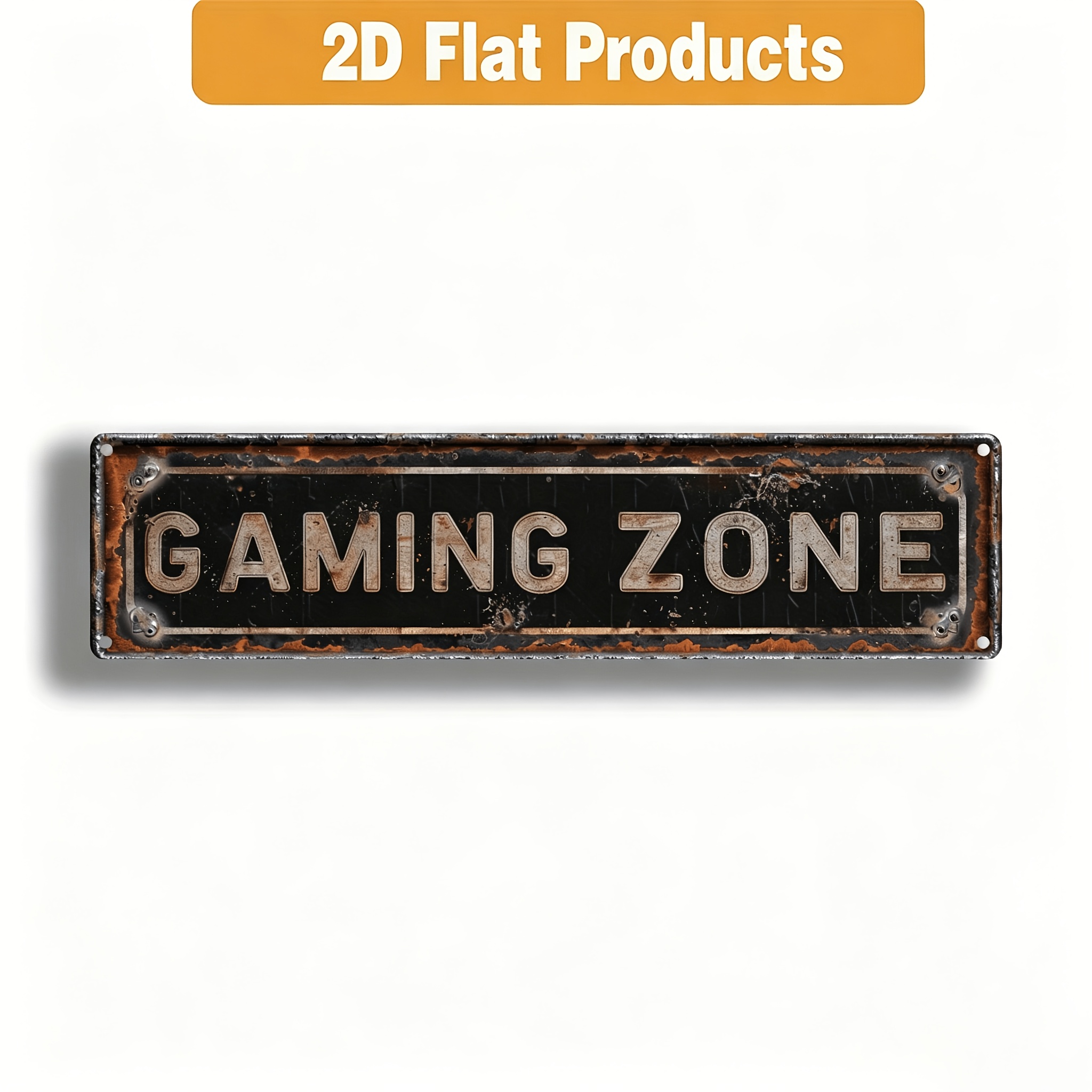 TEMU 2d Flat, 1pc Vintage Gaming Zone Sign - Rustic Aluminum Wall Art 16"x4" (40cmx10cm) For Home, Farmhouse, Porch & Outdoor Decor - Durable Holiday