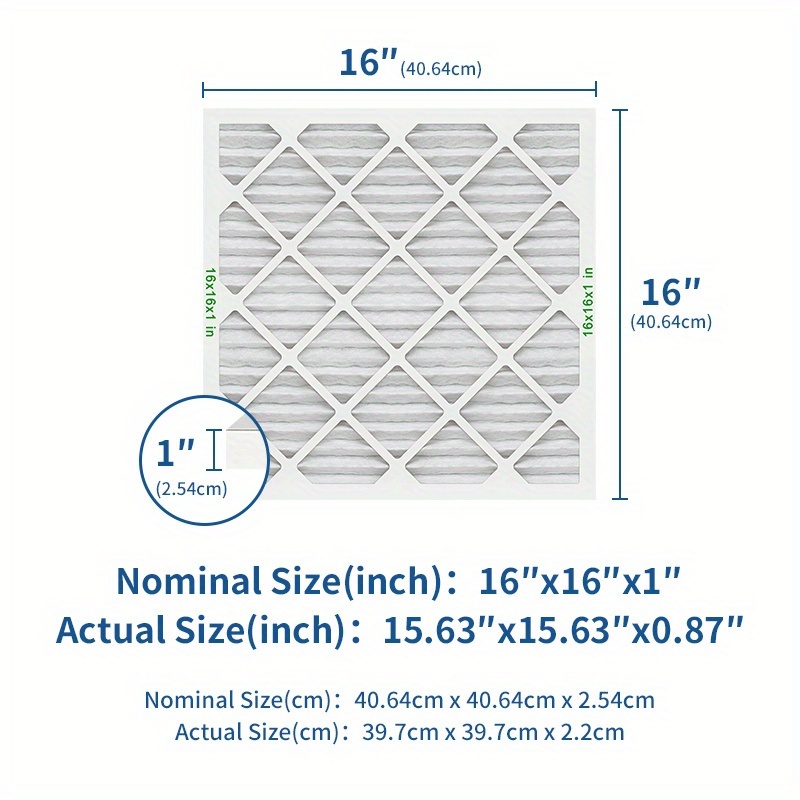 6pcs   merv13 pleated air filters 16x16x1 inches high   replacement for ac furnace safe for home pets actual dimensions 15 63 x 15 63 x 0 87     air environment home air   fit filters   filters air filters for home