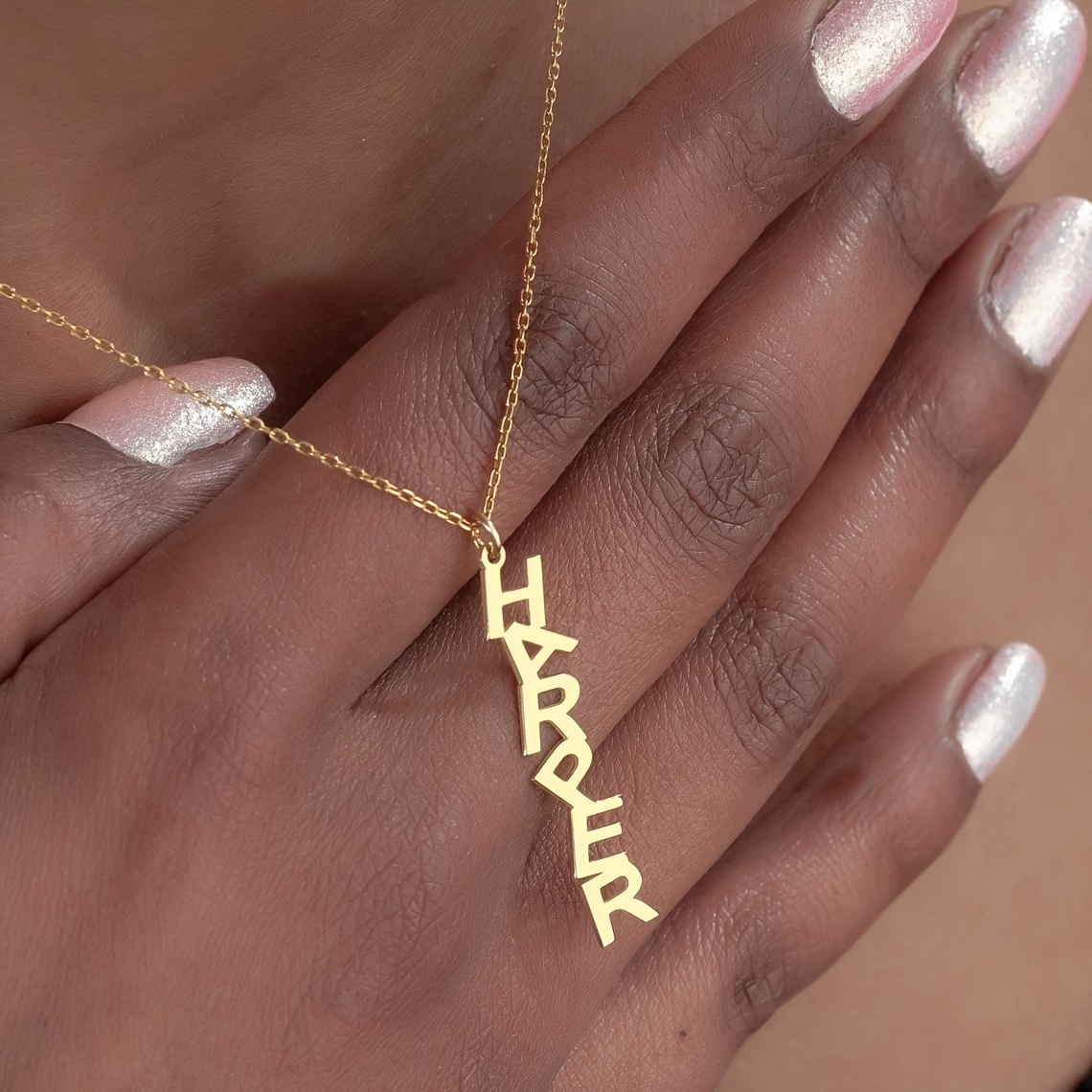 

Custom Golden-tone Stainless Steel Necklace With Large Letter Name - Personalized, Chic & For Casual Attire