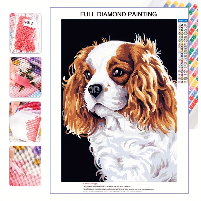 

1pc 5d Diy Artificial Full Round Diamonds Painting Set For Adults Beginners, Dog Pattern Frameless Diamonds Art For Home Wall Decoration Gift 30*40cm