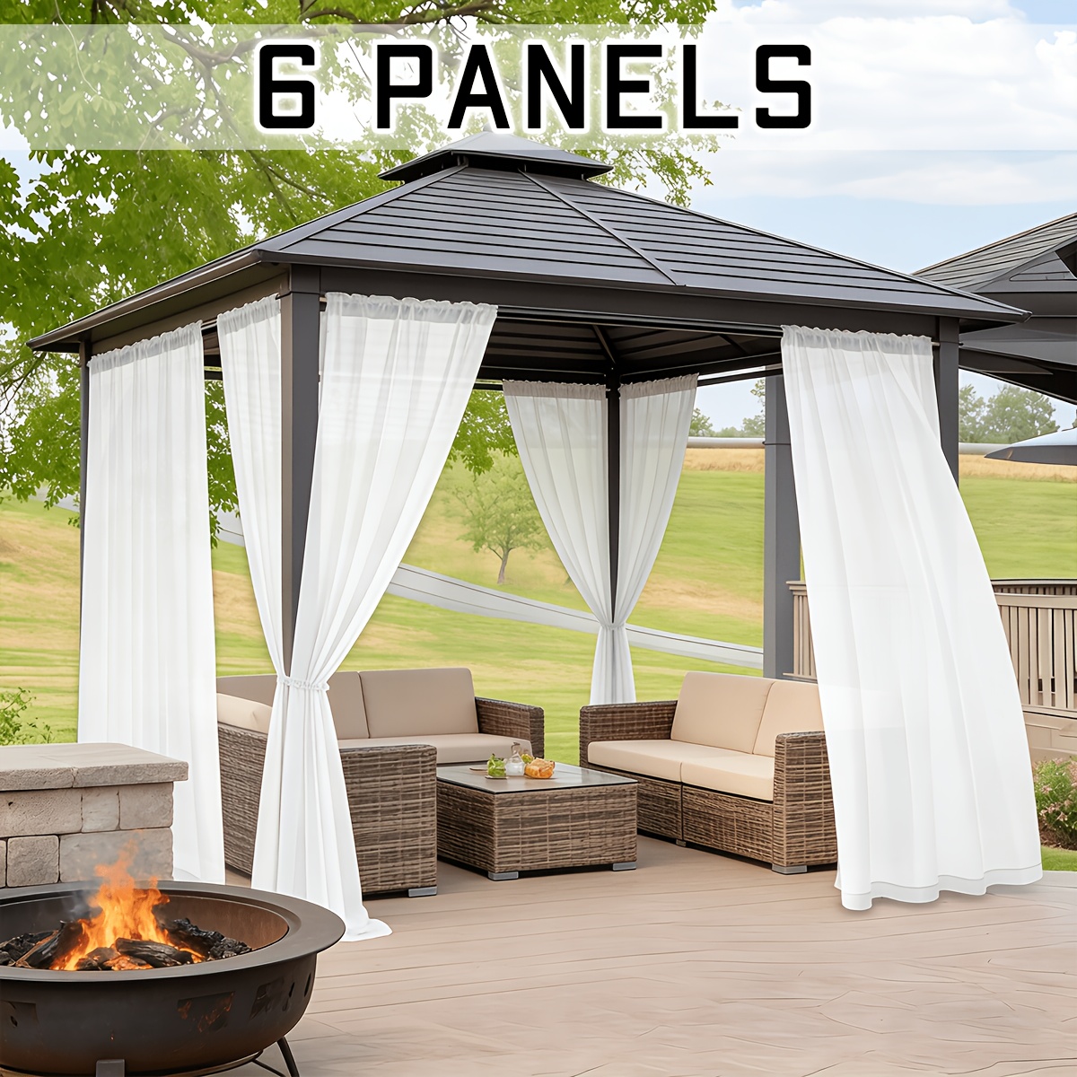 6 panels outdoor semi sheer waterproof   garden decor curtains for patio rod pocket lightweight solid color elegant   curtains for porch pergola gazebo cabana pool
