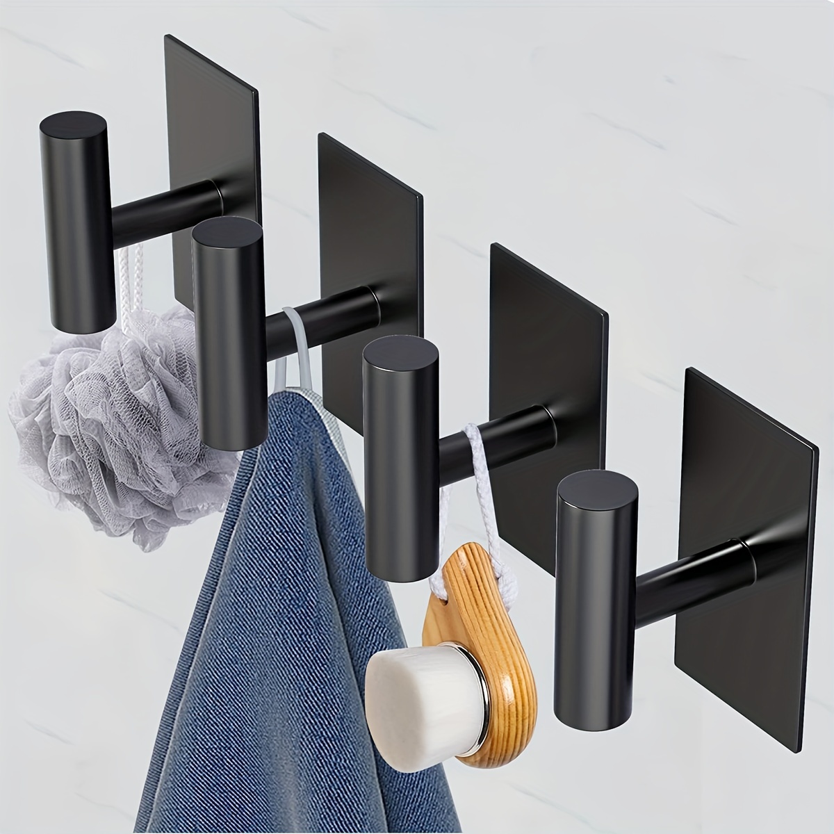 

1pc Wall Mounted Bathroom Towel Rack, Includes Hand Towel Bar, Toilet Paper Holder, Hand Towel Ring, Robe Towel Hooks, Bathroom Accessories Kit