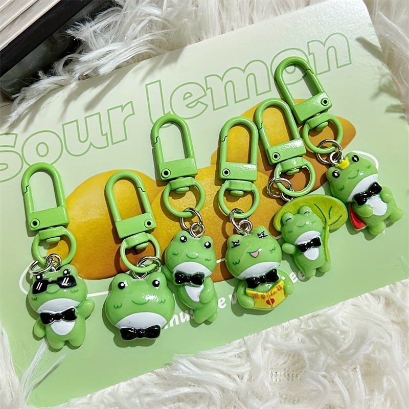 

6pcs Mini Frog Keychains - Quirky Cartoon Charms For Bags & Backpacks, Perfect Gift , Best For Christmas, Thanksgiving