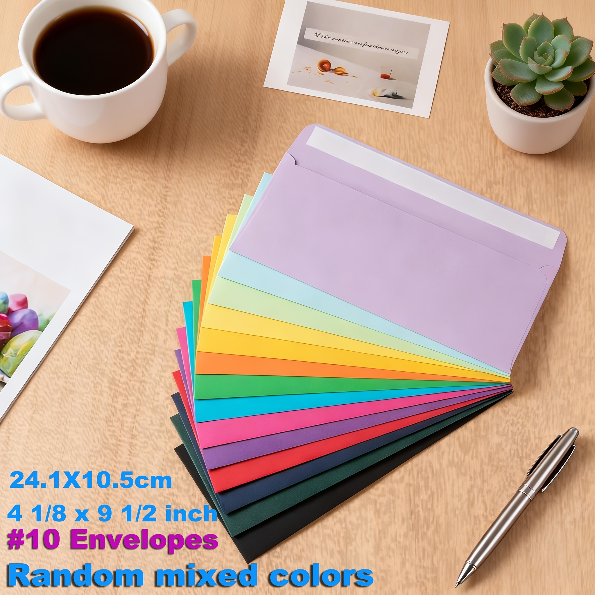 TEMU 12 Pack #10 Envelopes 4-1/8 X 9-1/2 Inch Peel And Seal Self Seal Closure Blank Colored Paper Bag For Business Invoices Invitations Letters