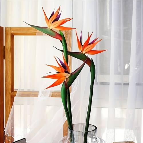 3pcs artificial bird of paradise flowers plant for home office wedding table centerpieces