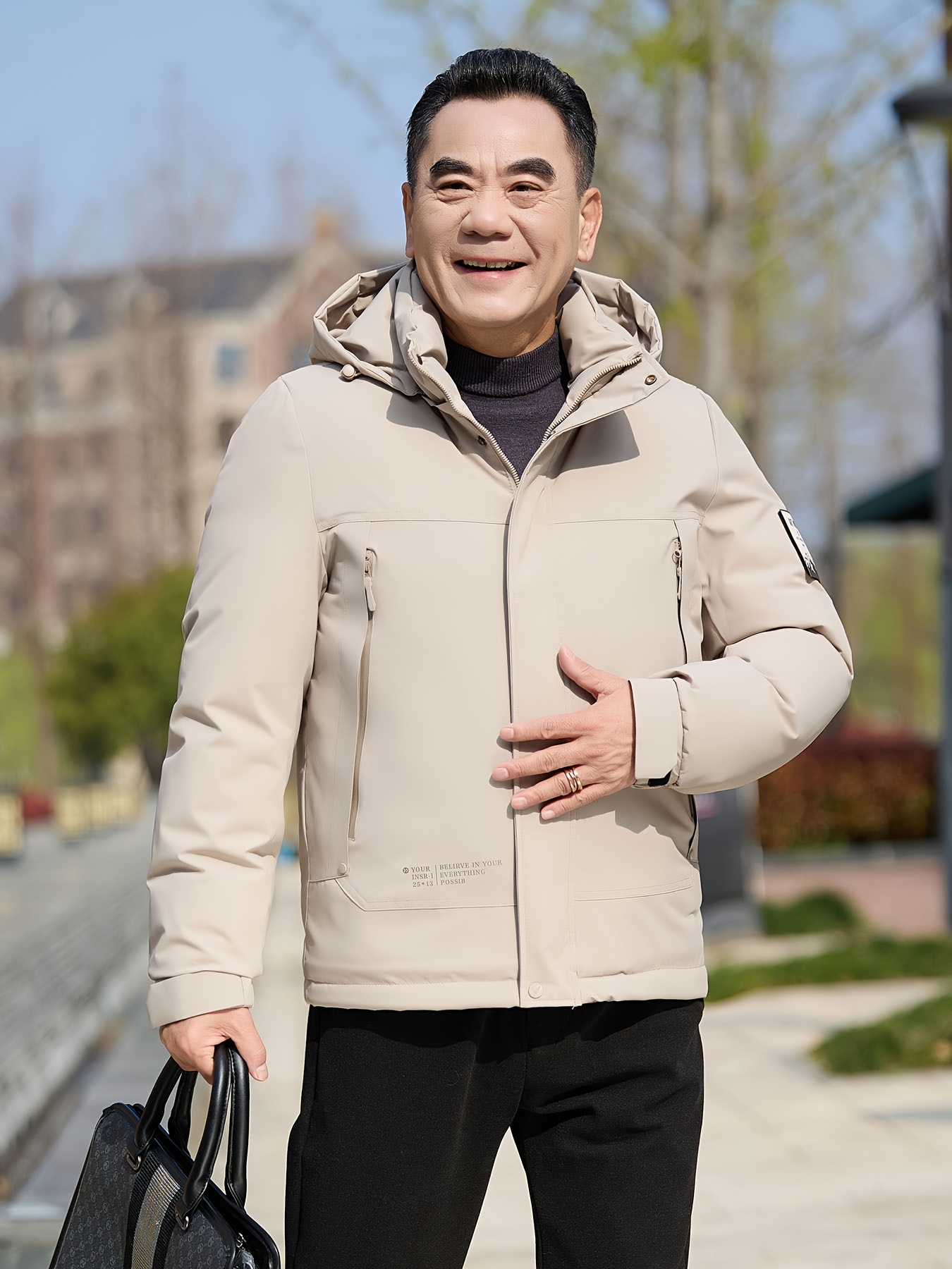 Men's Thickened Winter Ski Jacket, Casual Outdoor Windbreaker