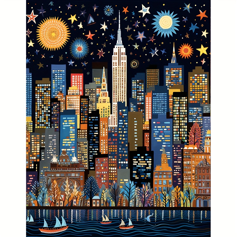 

1pc Large Size 40x50cm/15.7x19.7inches Without Frame Diy 5d Diamond Artpainting Beautiful City, Full Rhinestone Painting, Diamond Art Embroidery Kits, Handmade Home Room Office Decor