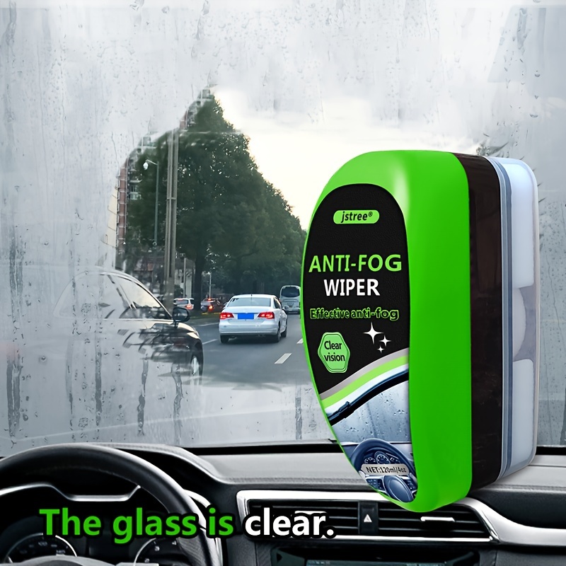 

1pc Jstree Car Windshield Wiper, 120ml, With Sponge Base - For In Rain & Fog, Green & Black, Fog Removal Product|sleek Packaging| Plastic Bottle