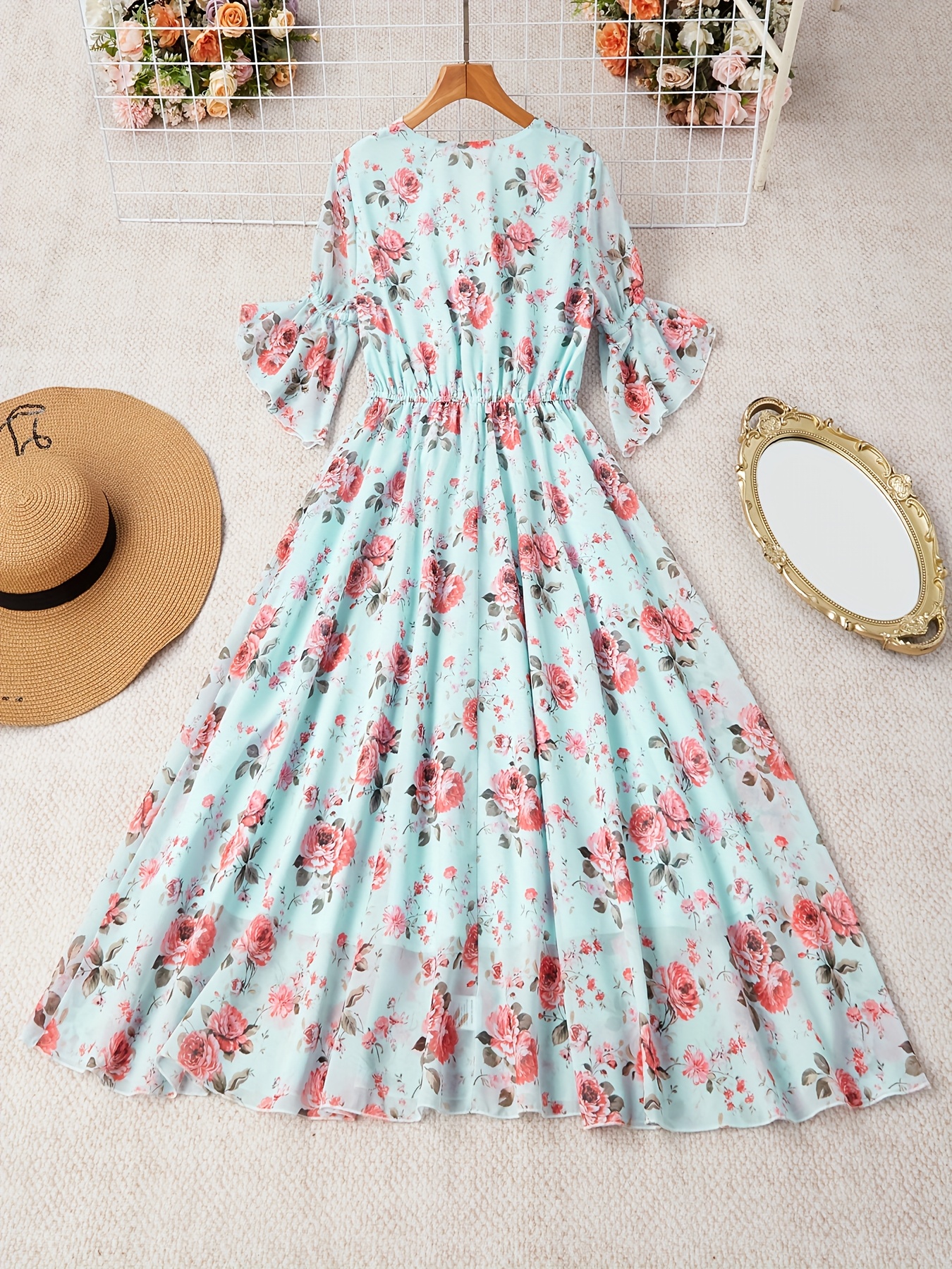 white christmas dresses Women's Let's Be Real Pink Floral Print Chiffon Tiered Mini Dress | Size: M