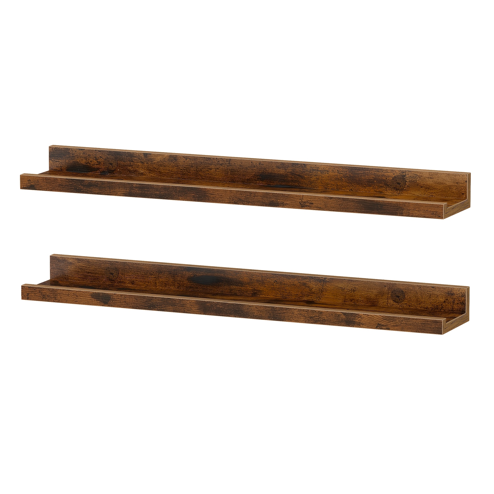 Image of Wall Shelves, Set Of 2 Wall Mounted Floating Shelves, 60 X 10 X 5 Cm Wide, For Picture Frames, Decoration, Spices, Living Room, Kitchen, Home Office, Rustic Brown
