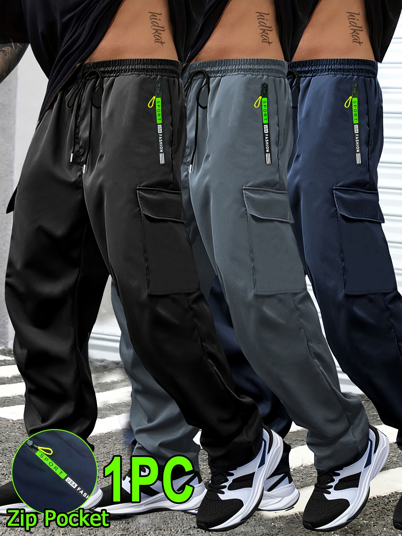 JMIERR Pantalones Deportivos Para Hombre Con Bolsillos Con Cremallera, Pantalones Deportivos Cónicos De Vellón Para Otoño E Invierno, Entrenamiento, Correr, Talla S, Color Negro