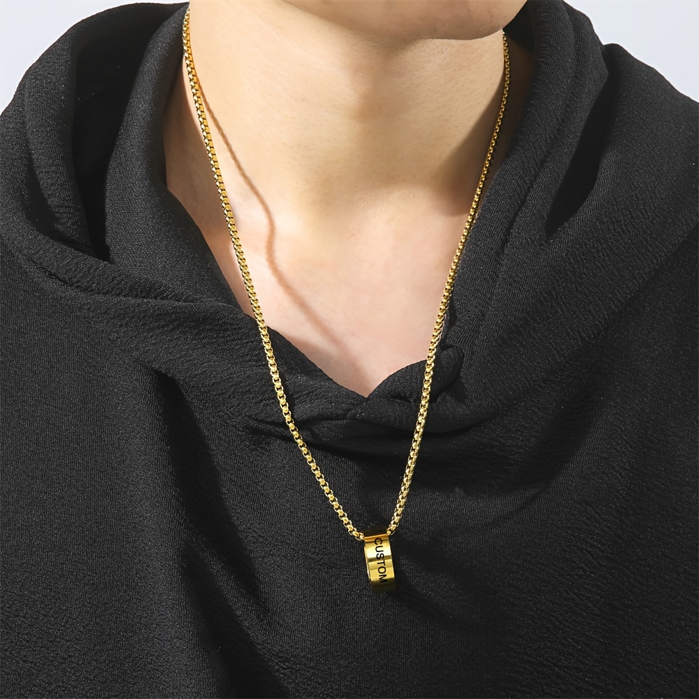 Personalized Engraved Name & Date Pendant Necklace