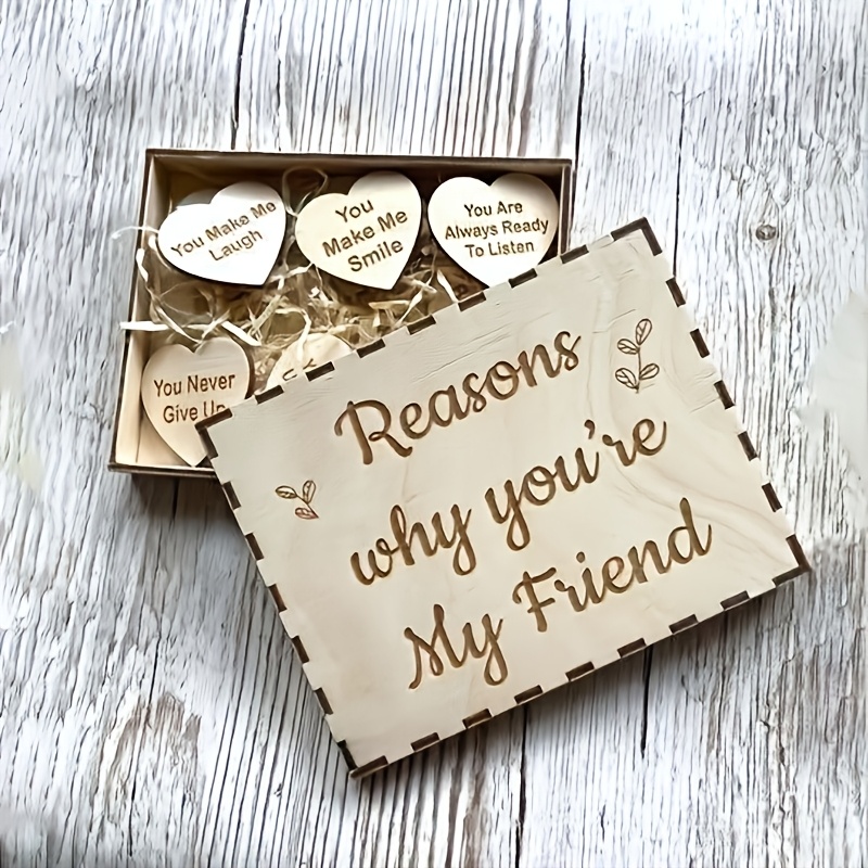 

Friendship Wooden Box With Heart Tokens - "you Are " Engraved Keepsake, Natural Basswood, Ideal For Birthdays & Thank , 11x9cm, Friendship Gifts, Best For Christmas